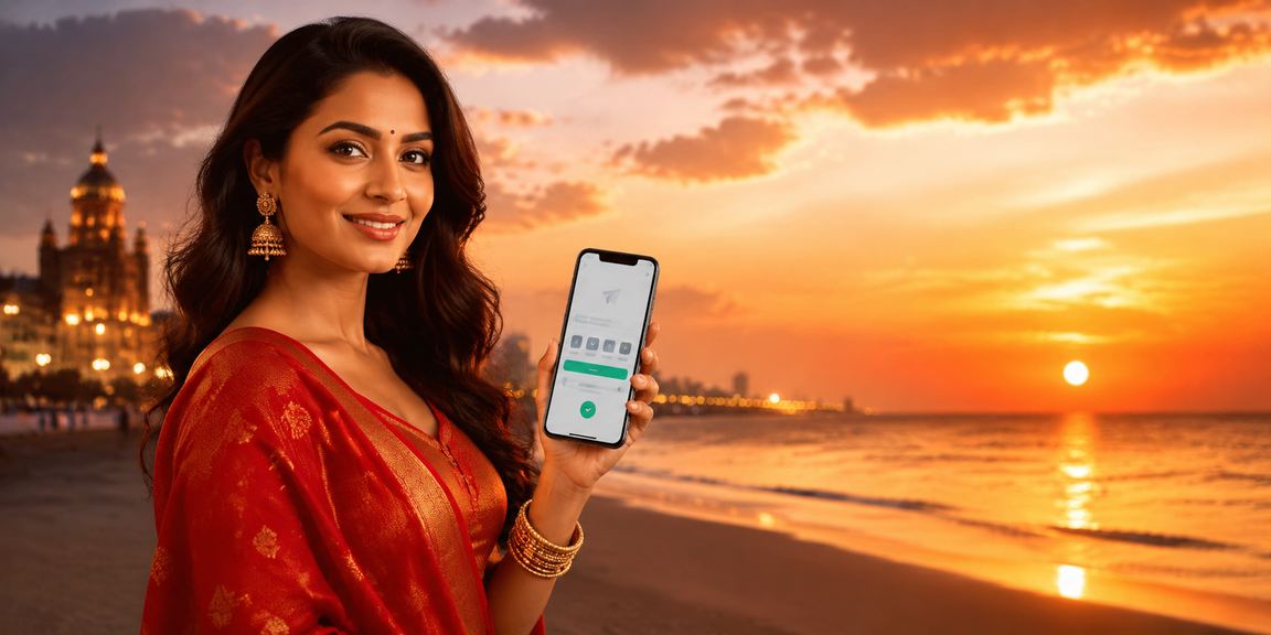 User making mobile payment at Chennai Marina beach