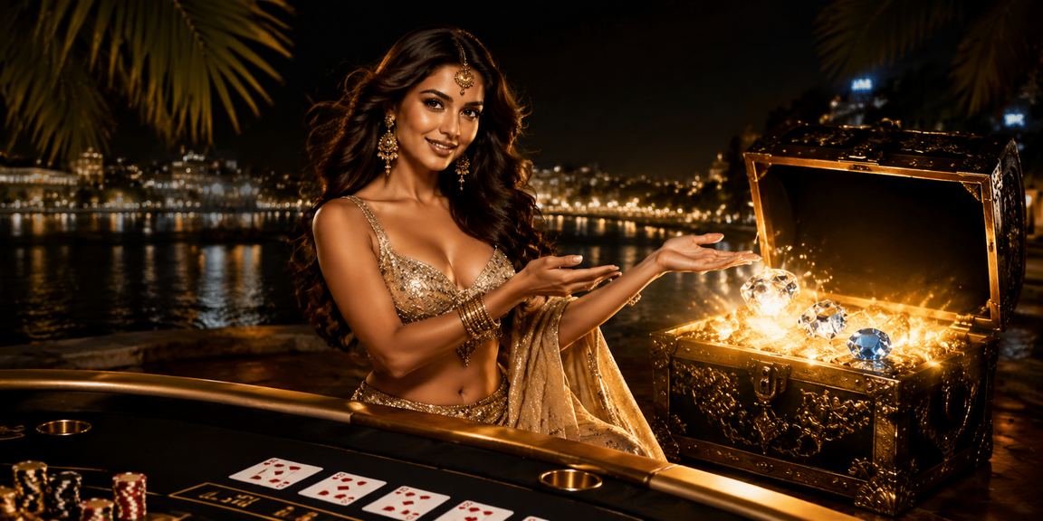Casino baccarat table with Bollywood theme